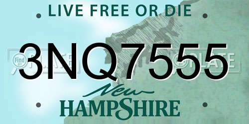 3NQ7555 New Hampshire License Plate