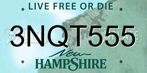 3NQT555 New Hampshire License Plate
