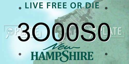 3O00S0 New Hampshire License Plate