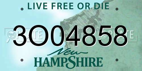 3O04858 New Hampshire License Plate