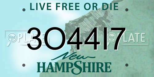 3O44I7 New Hampshire License Plate