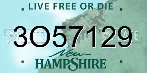 3O57129 New Hampshire License Plate