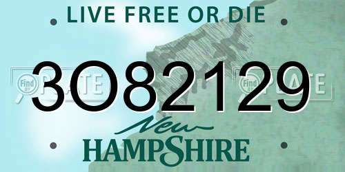 3O82129 New Hampshire License Plate