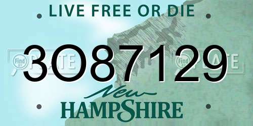 3O87129 New Hampshire License Plate