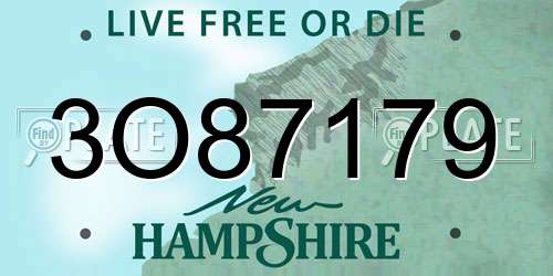 3O87179 New Hampshire License Plate