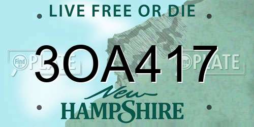 3OA417 New Hampshire License Plate