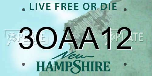 3OAA12 New Hampshire License Plate