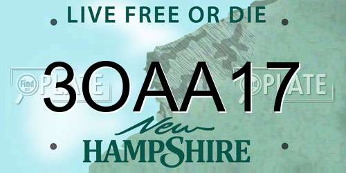 3OAA17 New Hampshire License Plate