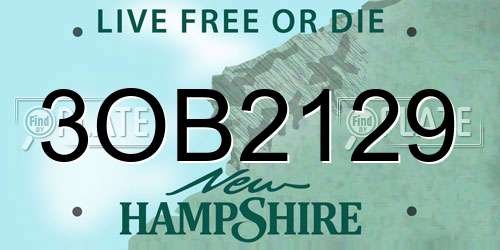 3OB2129 New Hampshire License Plate