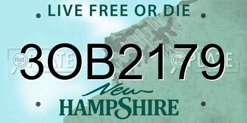 3OB2179 New Hampshire License Plate