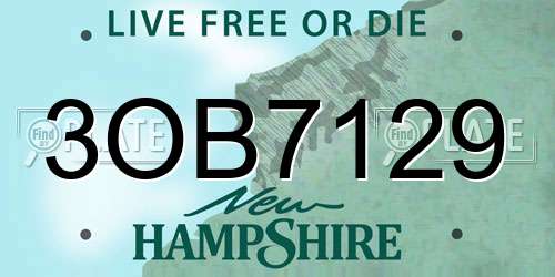 3OB7129 New Hampshire License Plate