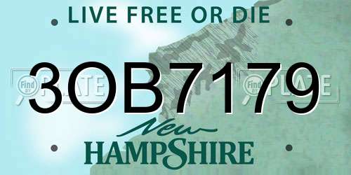 3OB7179 New Hampshire License Plate