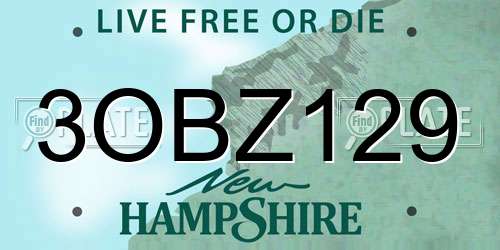 3OBZ129 New Hampshire License Plate