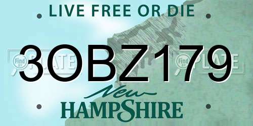 3OBZ179 New Hampshire License Plate
