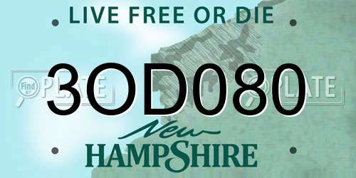 3OD080 New Hampshire License Plate