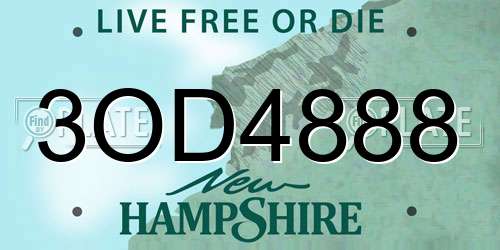 3OD4888 New Hampshire License Plate