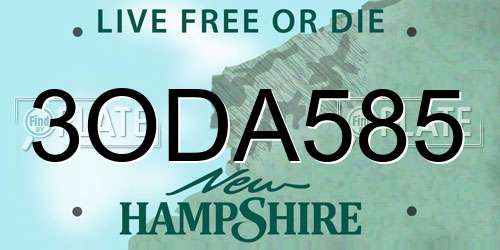3ODA585 New Hampshire License Plate