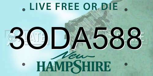 3ODA588 New Hampshire License Plate