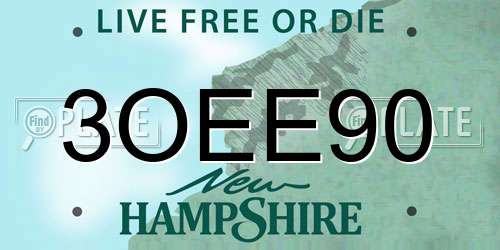 3OEE90 New Hampshire License Plate