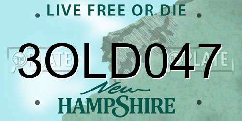 3OLD047 New Hampshire License Plate