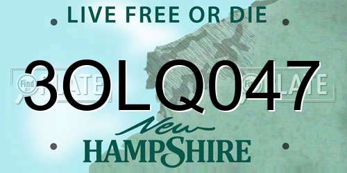 3OLQ047 New Hampshire License Plate