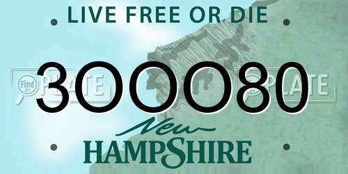3OOO80 New Hampshire License Plate