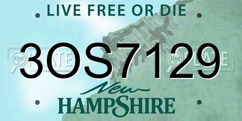 3OS7129 New Hampshire License Plate