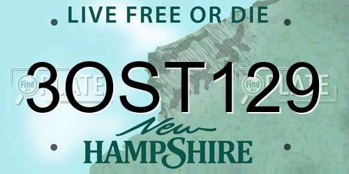 3OST129 New Hampshire License Plate