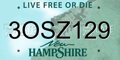 3OSZ129 New Hampshire License Plate