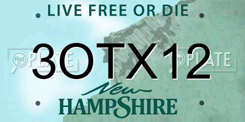 3OTX12 New Hampshire License Plate