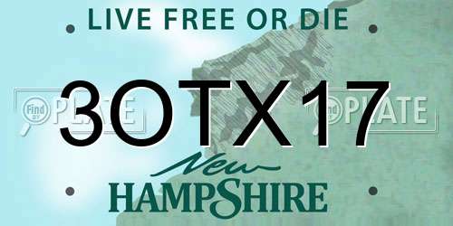 3OTX17 New Hampshire License Plate