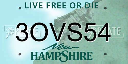 3OVS54 New Hampshire License Plate