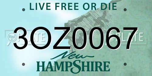 3OZ0067 New Hampshire License Plate