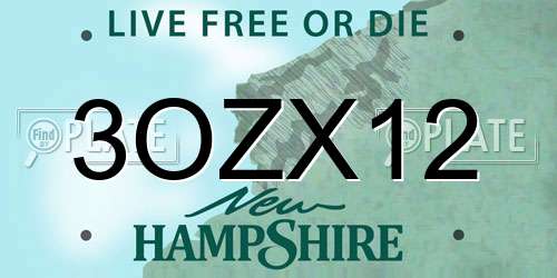 3OZX12 New Hampshire License Plate