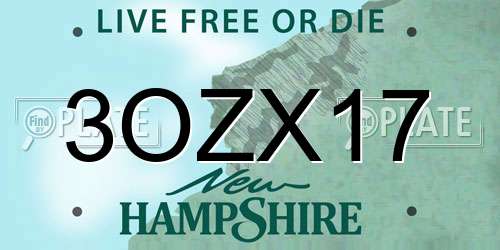 3OZX17 New Hampshire License Plate