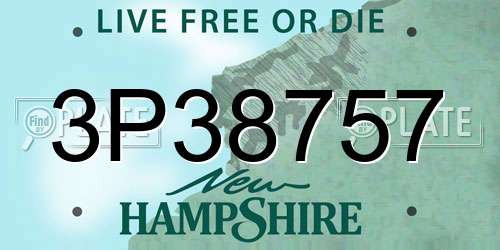 3P38757 New Hampshire License Plate
