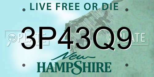 3P43Q9 New Hampshire License Plate
