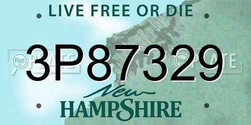 3P87329 New Hampshire License Plate