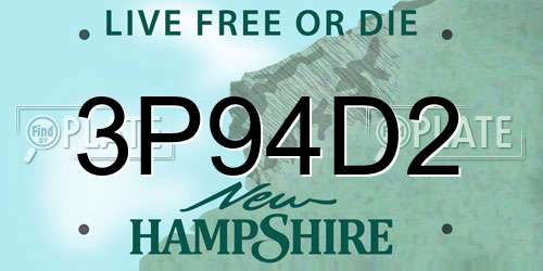3P94D2 New Hampshire License Plate