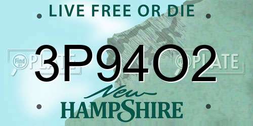 3P94O2 New Hampshire License Plate