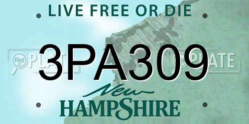 3PA309 New Hampshire License Plate