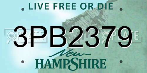 3PB2379 New Hampshire License Plate