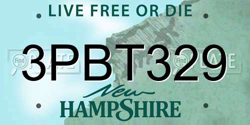 3PBT329 New Hampshire License Plate