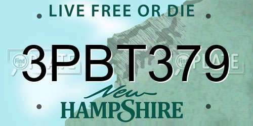 3PBT379 New Hampshire License Plate