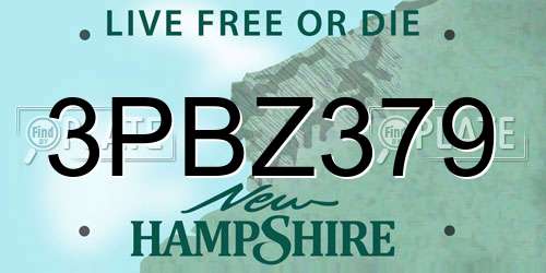 3PBZ379 New Hampshire License Plate