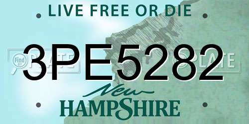 3PE5282 New Hampshire License Plate