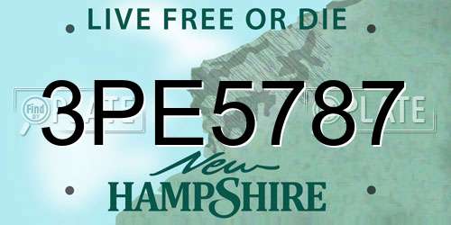 3PE5787 New Hampshire License Plate
