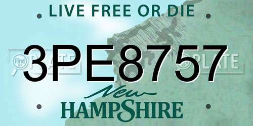 3PE8757 New Hampshire License Plate