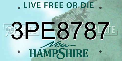 3PE8787 New Hampshire License Plate