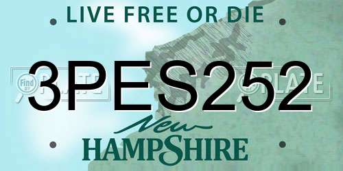 3PES252 New Hampshire License Plate